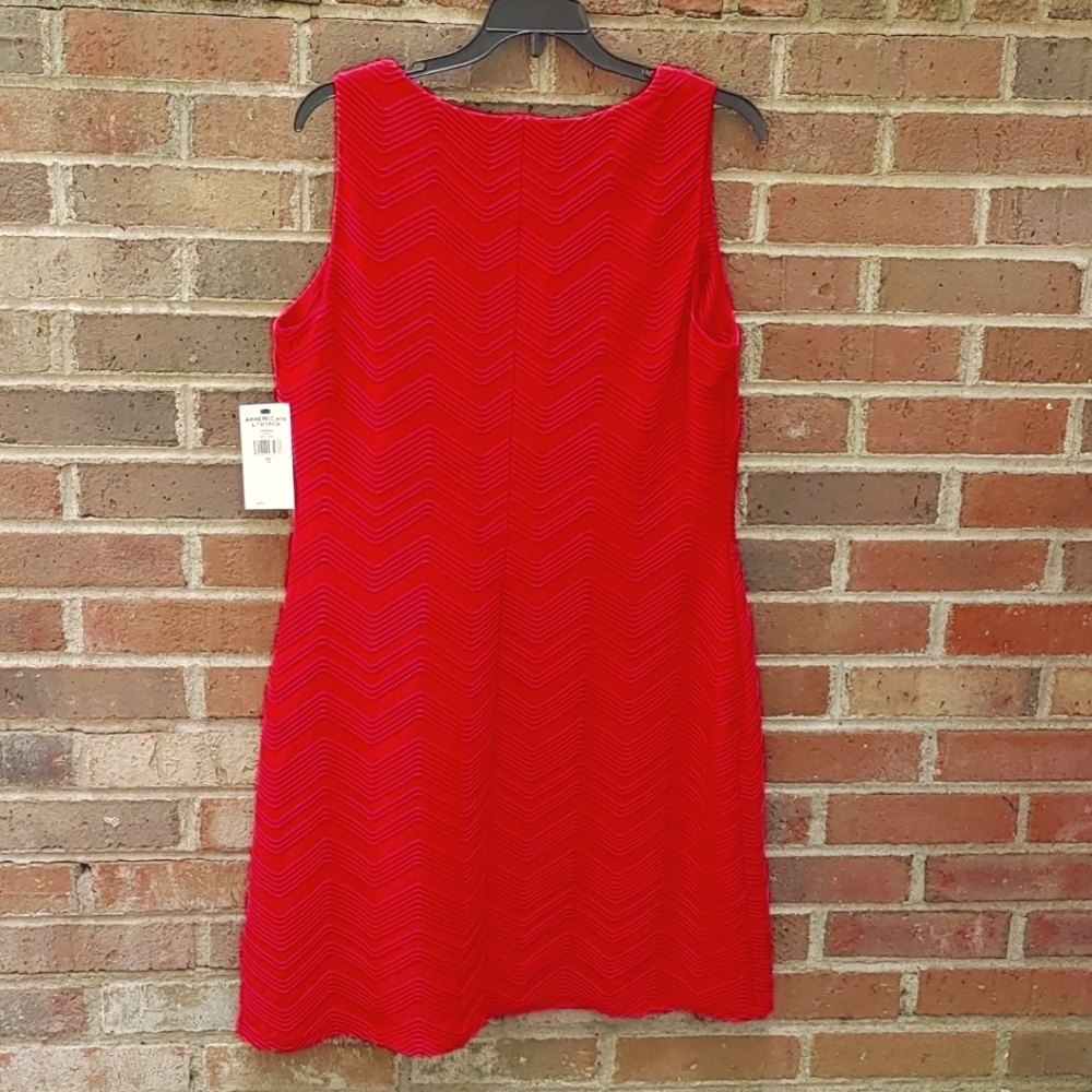American Living Sleeveless Jacquard Rose Coral Dress Size 14 - Picture 2 of 6
